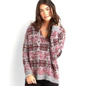 American Eagle Baja Aztec Knitted Hoodie Sweater